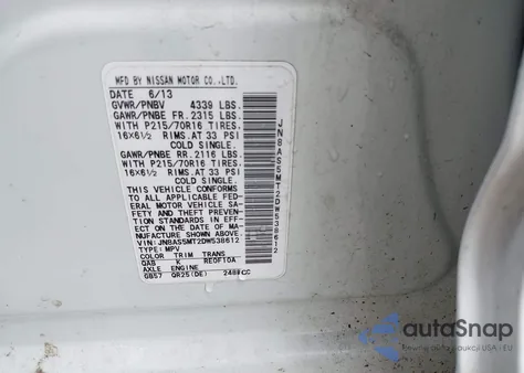 2013 Nissan Rogue S z USA, uszkodzony, nr VIN JN8AS5MT2DW538612